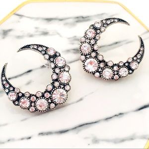 Crystal Crescent Moon Earrings